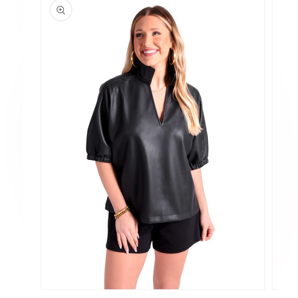Emily McCarthy Poppy Top - Black Vegan Leather